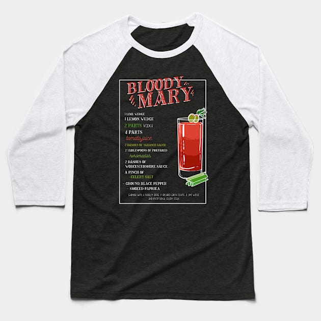 Bloody Mary Cocktail Bar Drinks Barkeeper Baseball T-Shirt by amango